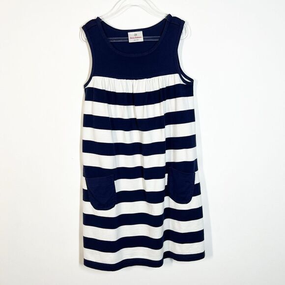 Hanna Andersson Girl's Size 6-7 Years Old Sleeveless Blue Striped Pockets Dress - Picture 8 of 8